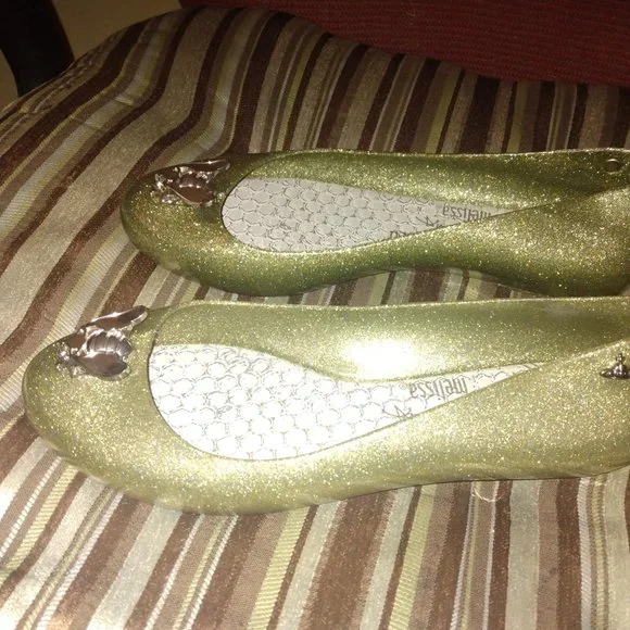 ❤️VIVIENNE WESTWOOD MELISSA Anglomania 3D Bee Light Green Ballet Flats Shoes 7.5 - Picture 2 of 9